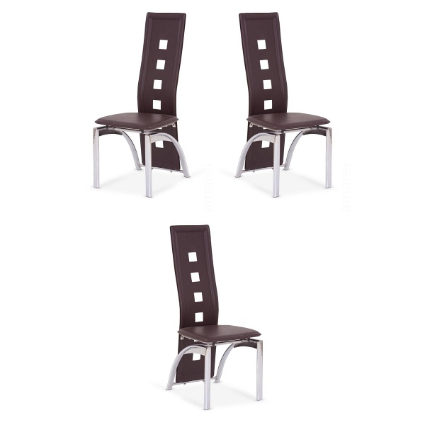 Trzy krzesła ciemno brązowe - 1178