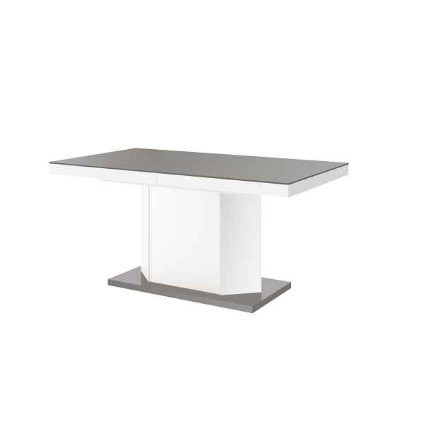 Stół Amigo szaro / biały połysk 160 cm rozkładany - Meble Hubertus
