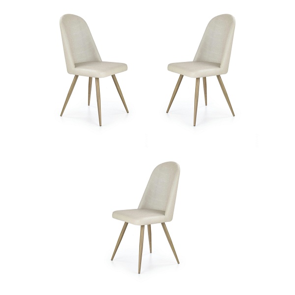 Trzy krzesła ciemny krem dąb miodowy - 0428