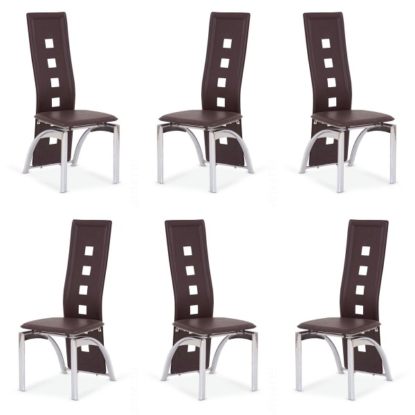 Sześć krzeseł ciemno brązowych - 1178