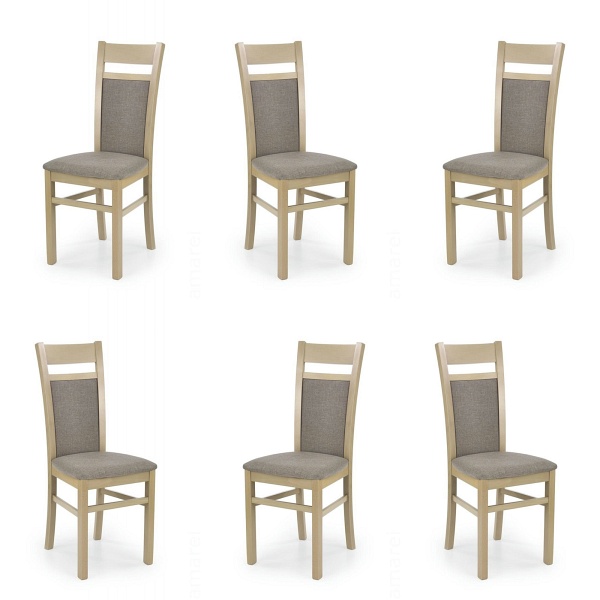 Sześć krzeseł dąb sonoma tapicerowanych - 0978