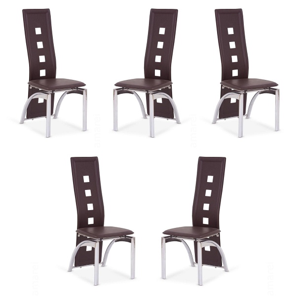 Pięć krzeseł ciemno brązowych - 1178