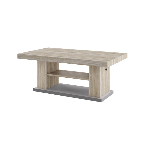 Ława Matera 2 blat/noga: dąb sonoma (drewnopodobny) + podstawa: szary - Hubertus Meble