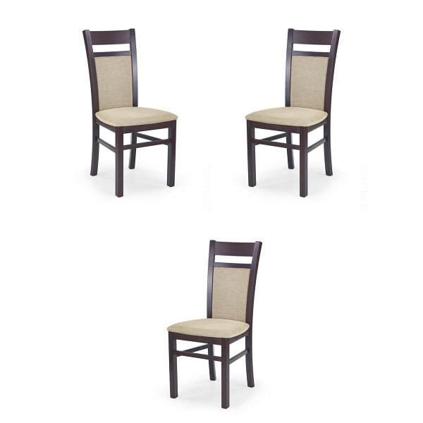 Trzy krzesła tapicerowane  ciemny orzech - 0992