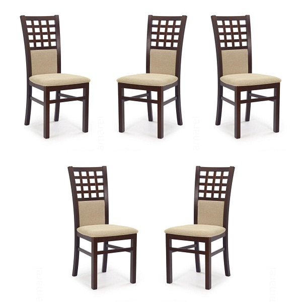 Pięć krzeseł ciemny orzech tapicerowanych - 2432