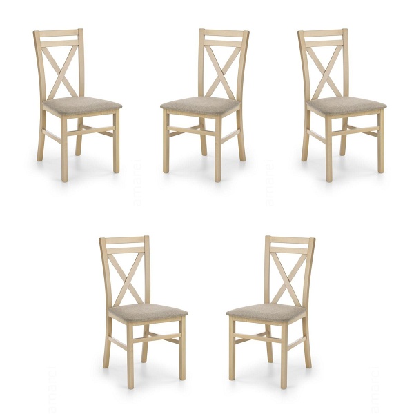 Pięć krzeseł dąb sonoma tapicerowanych - 5196