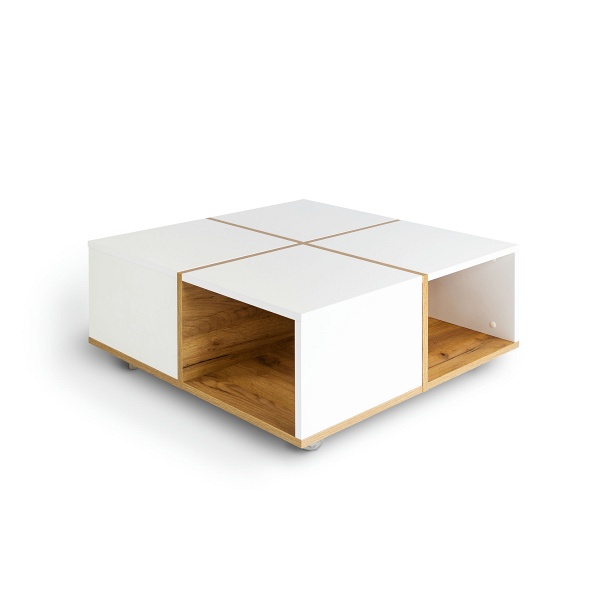 Stolik kawowy Korsa Biały + dąb / White + oak