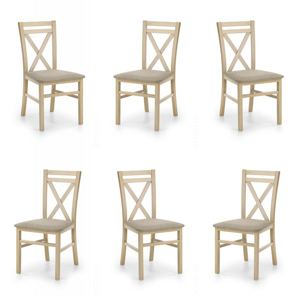 Sześć krzeseł dąb sonoma tapicerowanych - 5196