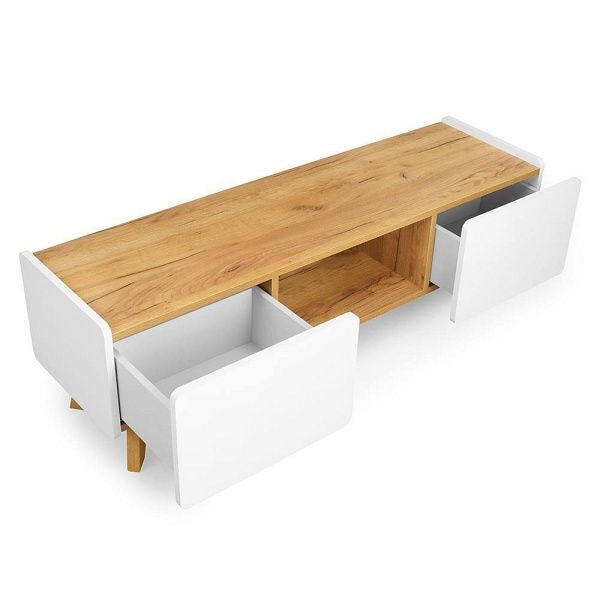 Komoda Rtv Lett LT02 Biel + Złoty Dąb