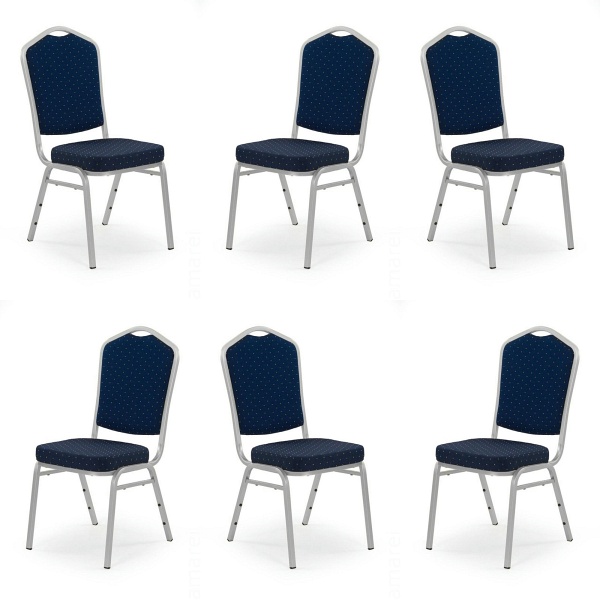 Sześć krzeseł niebieskich, stelaż srebrny - 4137