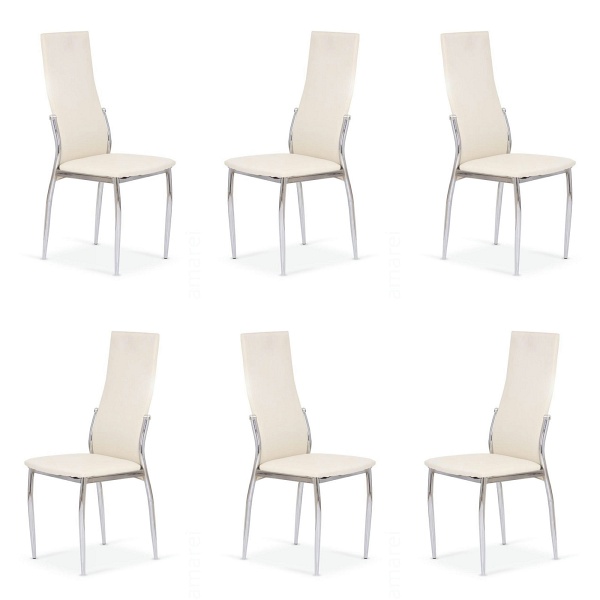 Sześć krzeseł chrom waniliowy - 7890