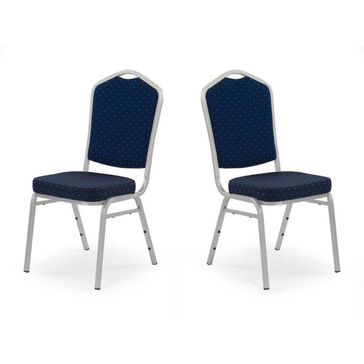 Dwa krzesła niebieskie, stelaż srebrny - 4137