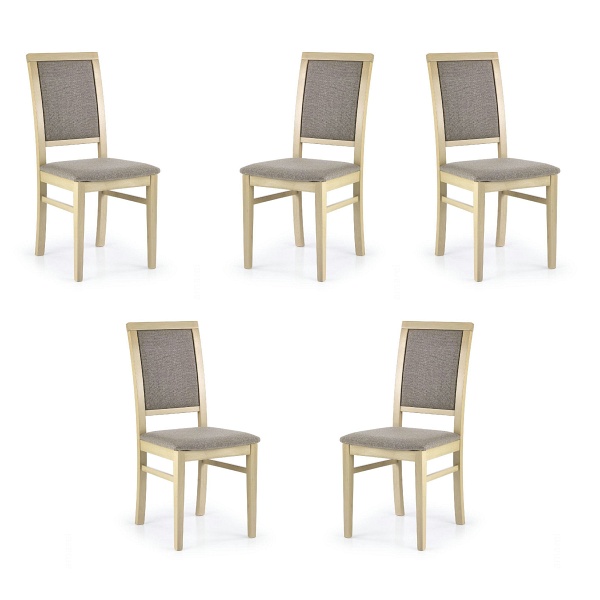 Pięć krzeseł dąb sonoma tapicerowanych - 3543