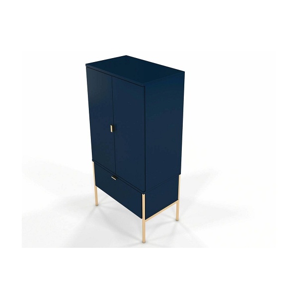 WYSOKA ELEGANCKA GRANATOWA KOMODA SKANDICA POLKA NA ZŁOTYCH NÓŻKACH