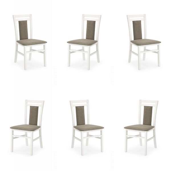 Sześć krzeseł białych tapicerowanych - 5172