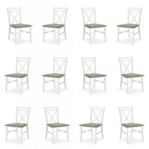 Dwanaście krzeseł białych tapicerowanych - 5189