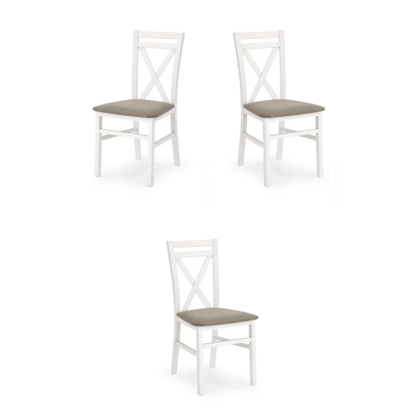 Trzy krzesła tapicerowane  białe  - 5189