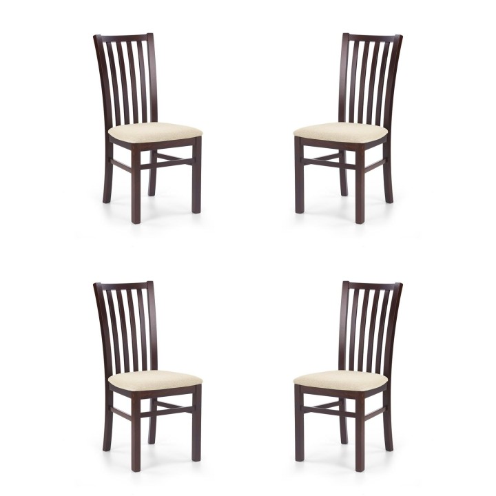 Cztery krzesła tapicerowane  ciemny orzech - 5937