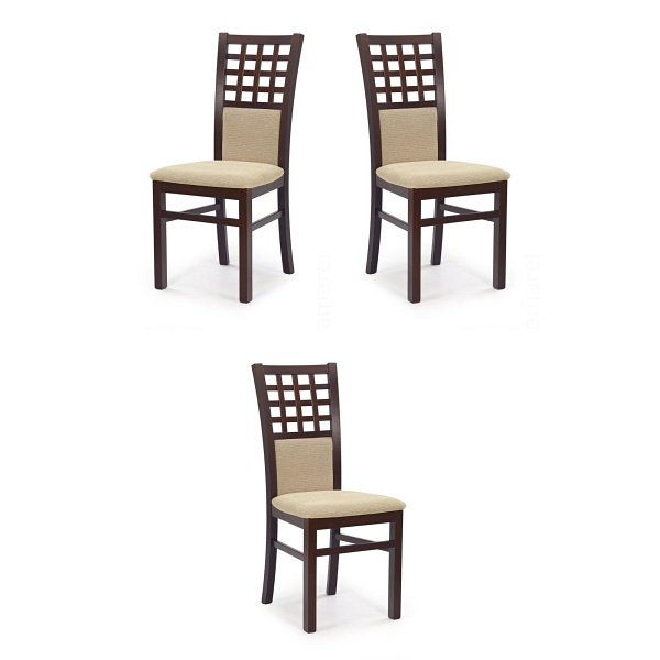Trzy krzesła tapicerowane  ciemny orzech - 2432