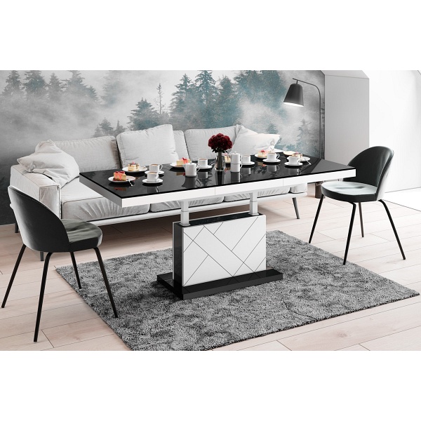 Ławostół Matera Max - blat/podstawa: czarny połysk + noga: biały połysk - Hubertus Meble