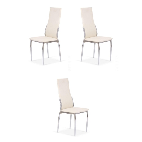 Trzy krzesła chrom waniliowy - 7890