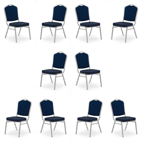 Dziesięć krzeseł niebieskich, stelaż srebrny - 4137