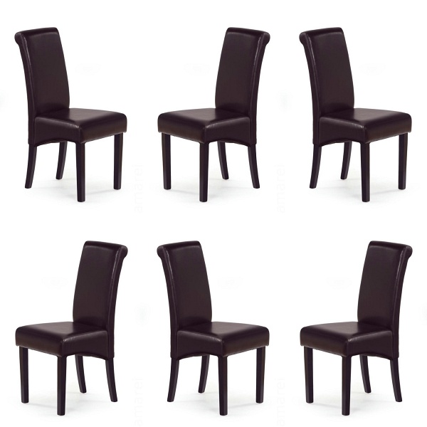 Sześć krzeseł wenge ciemno brązowych - 7655