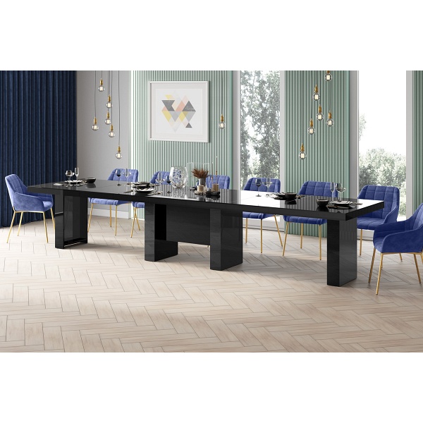 Stół rozkładany LARGO 160-400 cm Czarny / Czarny Wysoki połysk