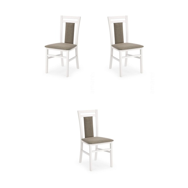 Trzy krzesła tapicerowane białe  - 5172