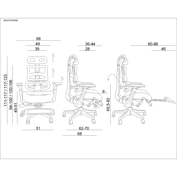 Fotel Ergothrone czarny z podnóżkiem - Unique