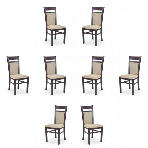 Osiem krzeseł ciemny orzech tapicerowanych - 0992