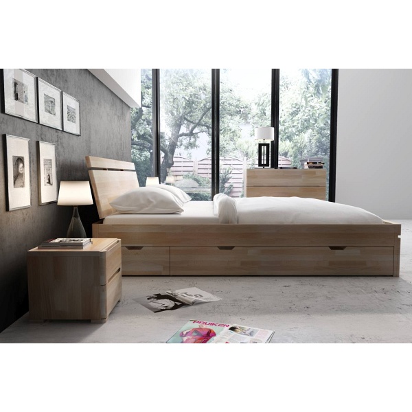 Łóżko drewniane bukowe z szufladami SPARTA Maxi & DR 120/200cm - Skandica