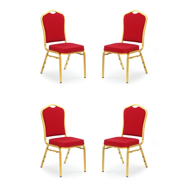 Cztery krzesła bordowe, stelaż złote - 2992