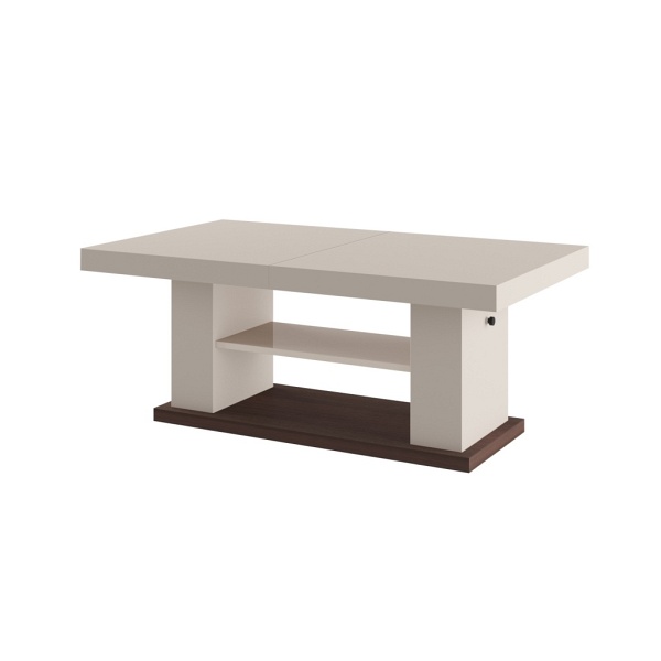 Ława Matera 2 blat/noga: biały połysk + podstawa: szary - Hubertus Meble