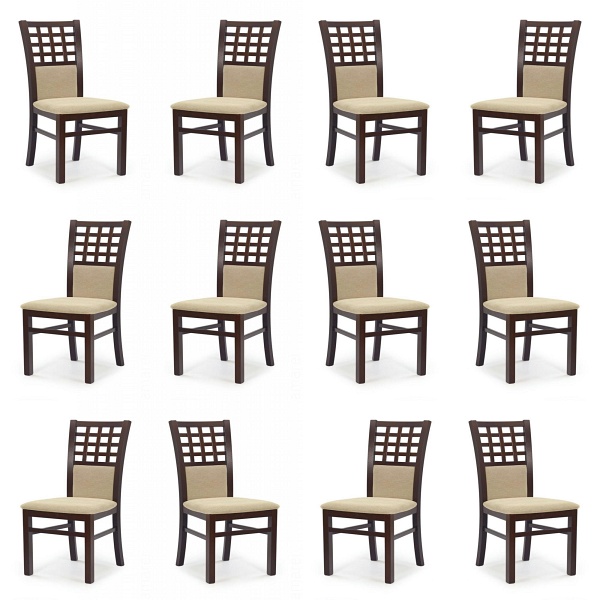 Dwanaście krzeseł ciemny orzech tapicerowanych - 2432