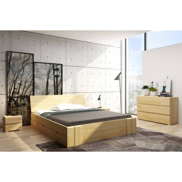 Łóżko drewniane sosnowe z szufladami Vestre Maxi & DR - Skandica