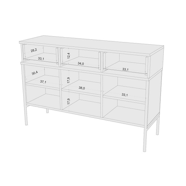 Elegancka granatowa komoda skandica polka na złotych nóżkach