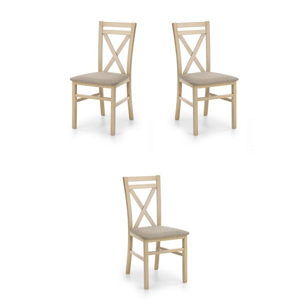 Trzy krzesła tapicerowane  dąb sonoma  - 5196