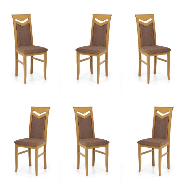 Sześć krzeseł olcha tapicerowanych MESH 6 - 6095