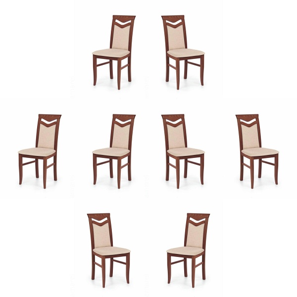 Osiem krzeseł czereśnia antyczna II tapicerowanych - 0787