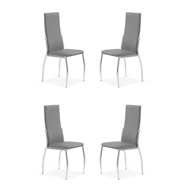 Cztery krzesła popielate chrom - 6803