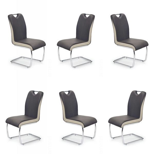 Sześć krzeseł ciemno brązowych champagne - 7237