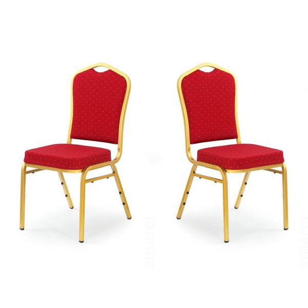 Dwa krzesła bordowe, stelaż złoty - 2992