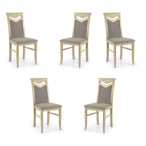 Pięć krzeseł dąb sonoma tapicerowanych  - 3802