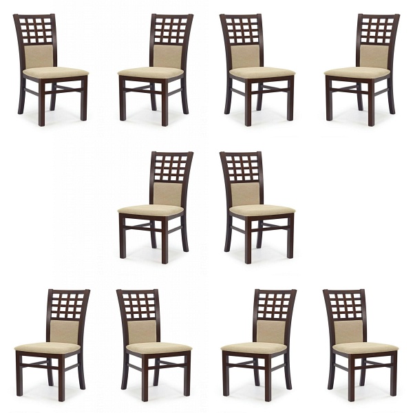 Dziesięć krzeseł ciemny orzech tapicerowanych - 2432
