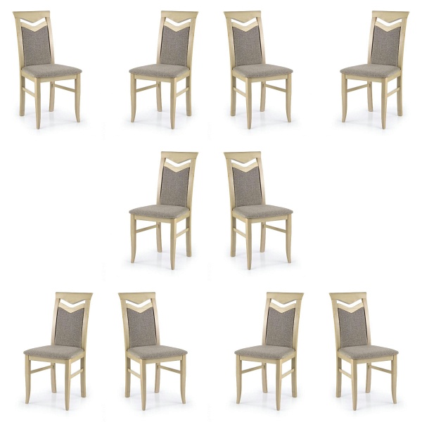 Dziesięć krzeseł tapicerowanych dąb sonoma - 3802