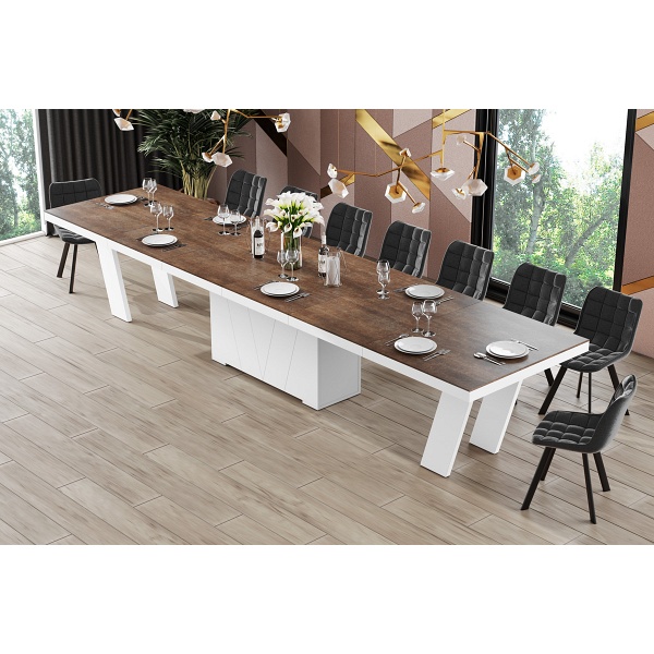 Stół rozkładany Grande 160 - 412 cm Lava Rock (Rdza/Biały)