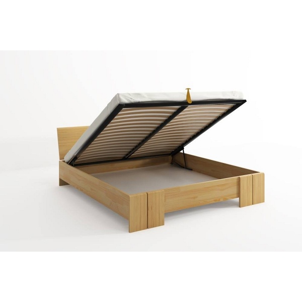 Łóżko drewniane sosnowe ze skrzynią na pościel Vestre Maxi &  ST - Skandica