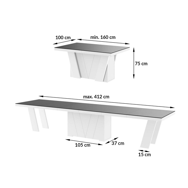 Stół rozkładany Grande 160 - 412 cm Marble White ( marmur / biały )