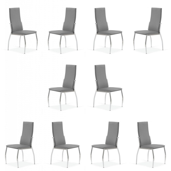 Dziesięć krzeseł popielatych / chrom - 6803